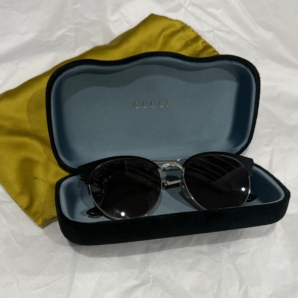 Gucci Black Sunglasses with Gold Accents